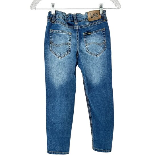 Lee Boys Slim Fit Tapered Leg Jeans Size 8 Adj Waist Blue Denim Cotton Blend - Picture 2 of 6